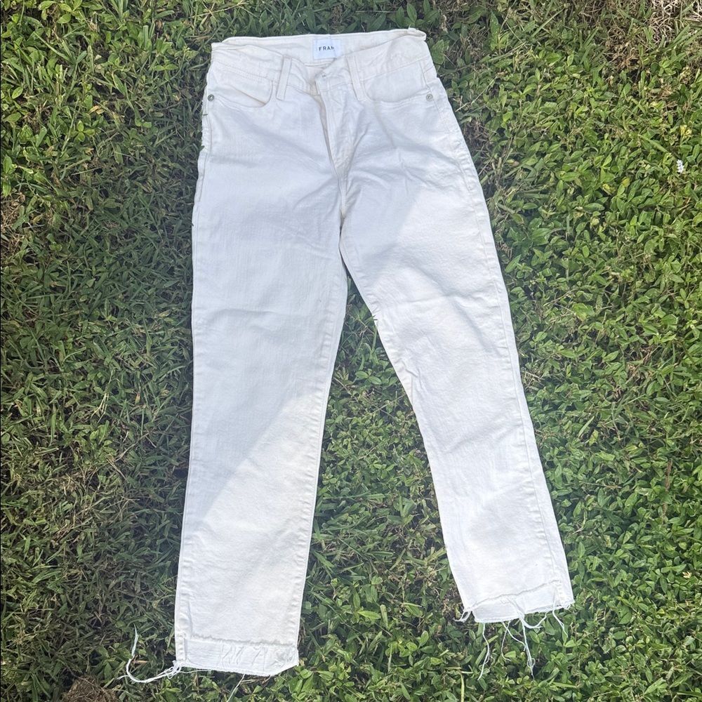 FRAME Denim Le High Straight Jean White Denim Pants Suze 24 Skinny